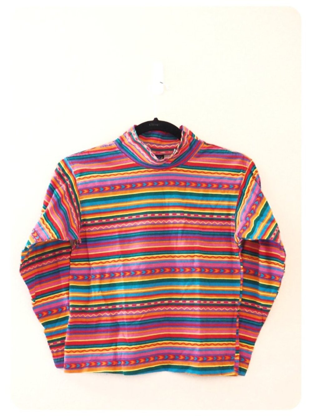 Vintage American Girl Gear Striped Long Sleeve Mock Turtleneck Multi-Color Top